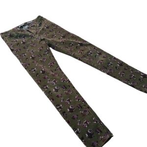 Joe fresh purple Floral multicolored slim corduroy